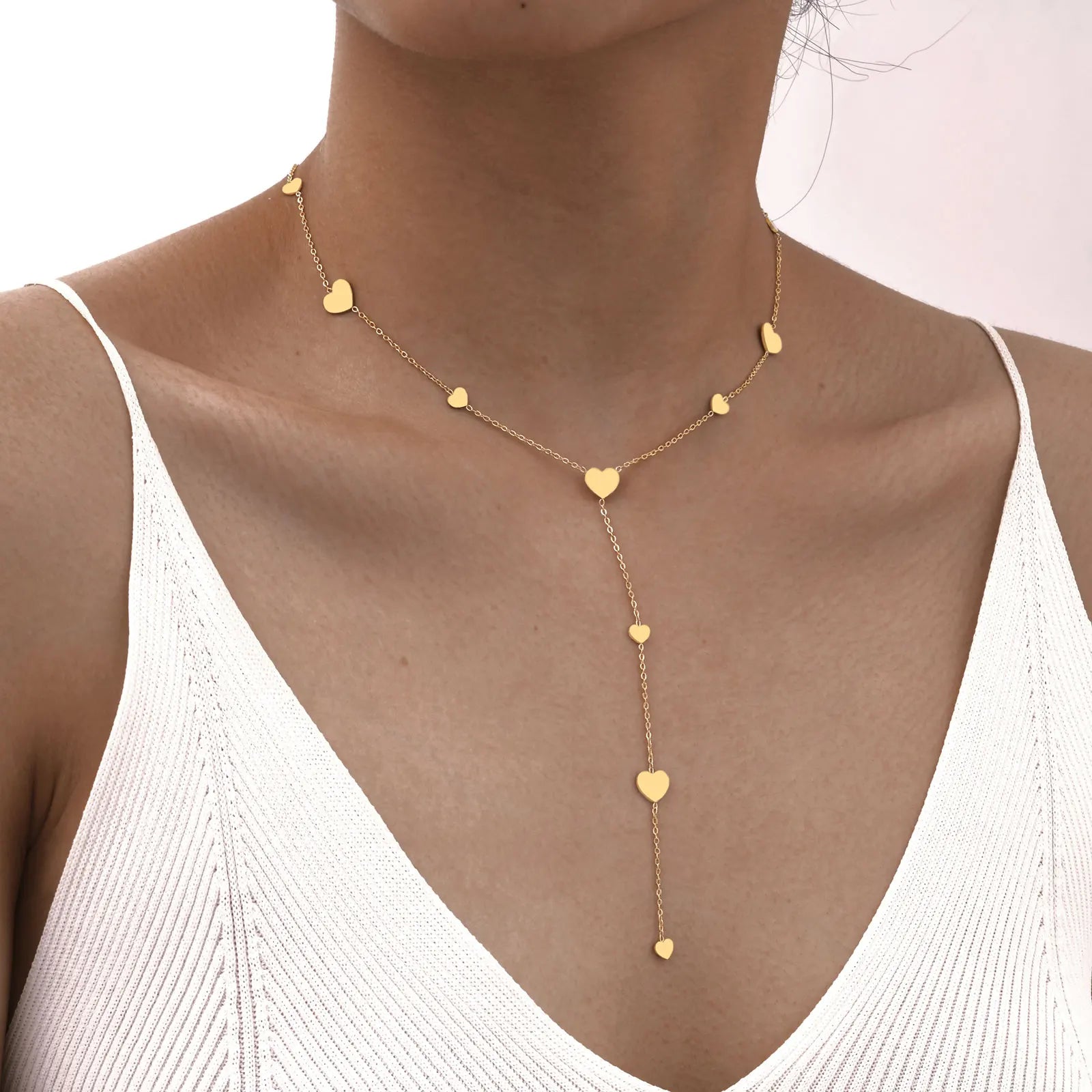Layered Heart Pendant Necklace | Stainless Steel Minimalist Jewelry for Women detail view