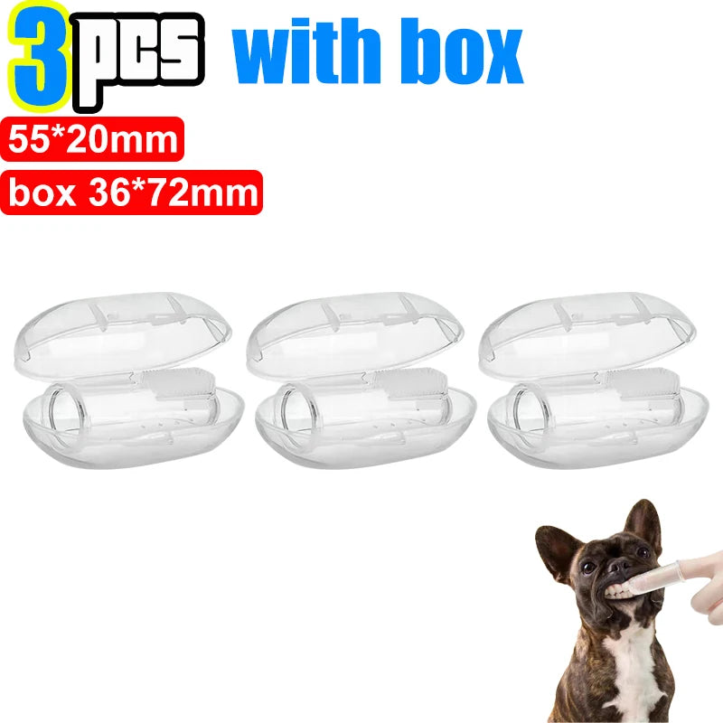 Silicone Soft Pet Finger Cuff Toothbrushes Dog Brush Bad Breath Tartar Teeth Care Too lifestyle view