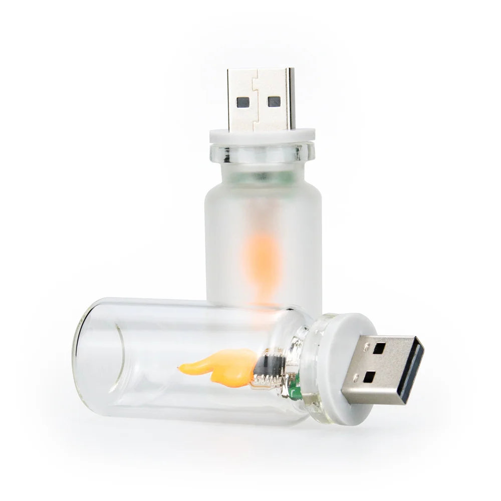USB LED Flashing Candle Light | 5V Flame Night Light with Frosted Clear Glass and T additional angle