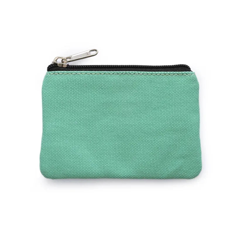 Solid Color Canvas Zipper Coin Purse | Mini Money Pouch for Women Men detail view
