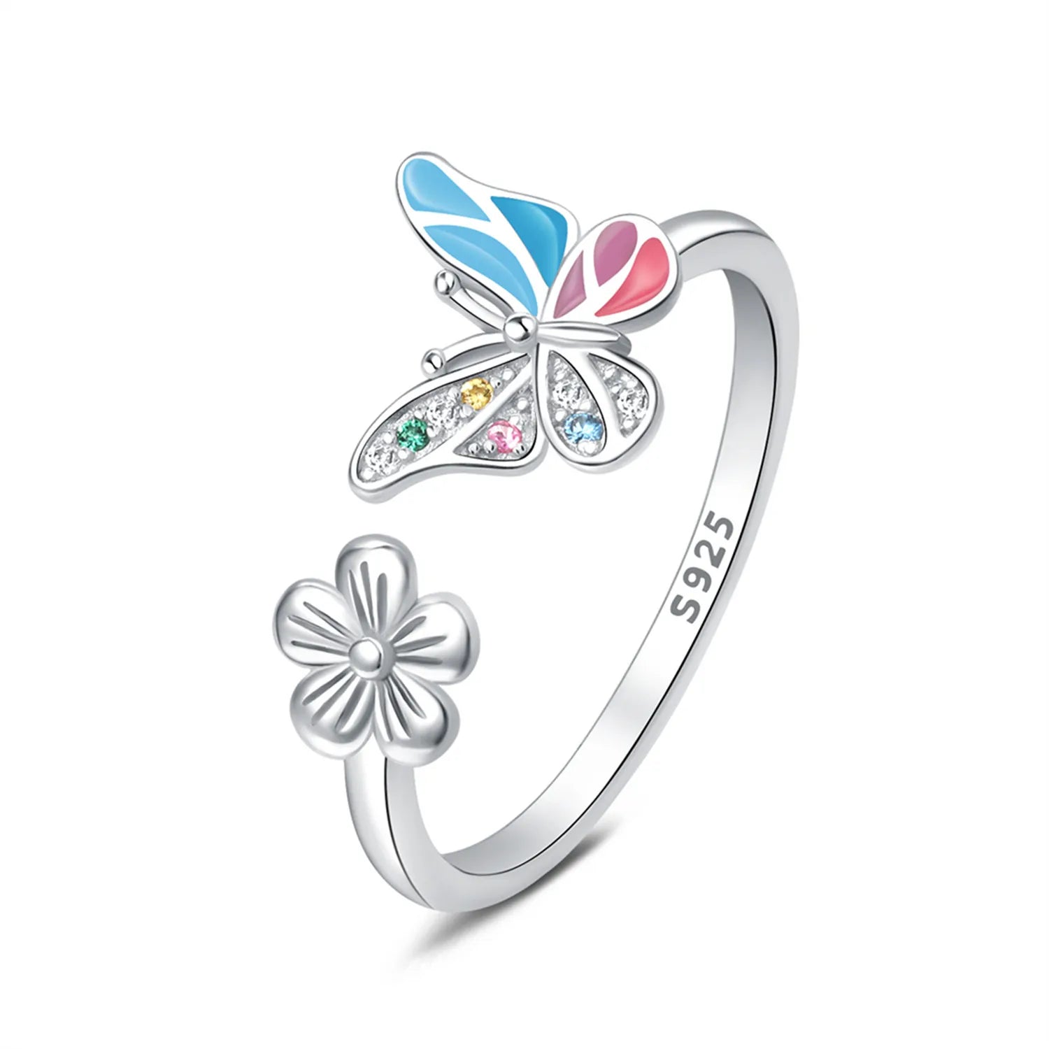 2026 HOT Sale 925 Sterling Silver Open Rings Adjustable Mermaid Heart Inlaid Zircon R alternate view