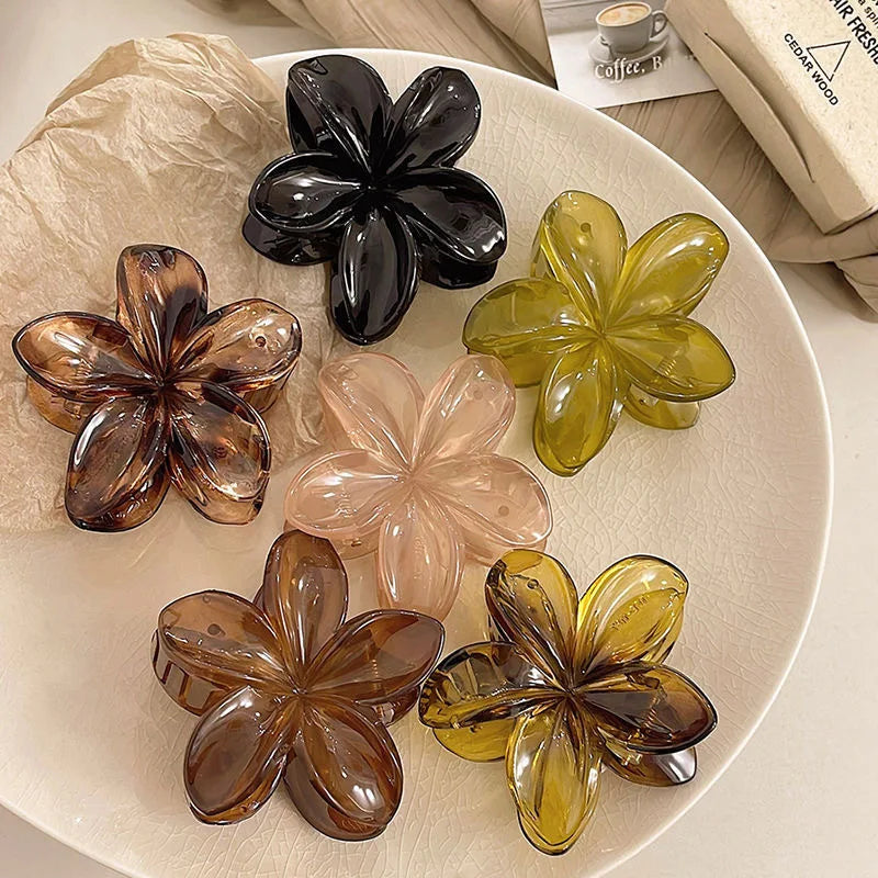 Korean Hawaiian Gradient Flower Hair Claw Clip For Women Girl Fashion Plastic Non Slip H detail view