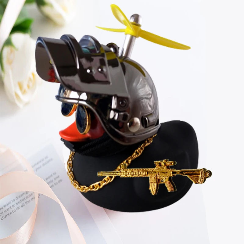 Motor Accessories Yellow Duck with Helmet for Bike Without Lights Auto Car Accessories D detail view