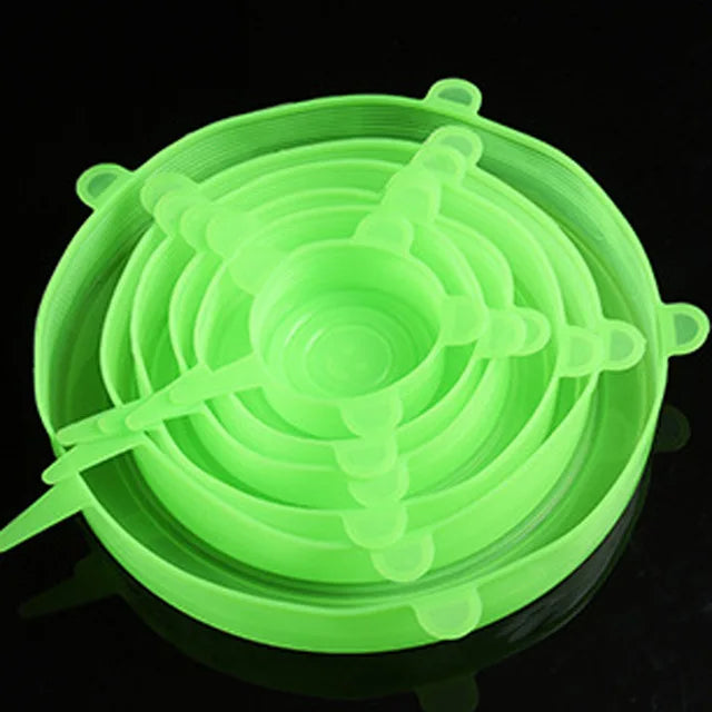 6 Pcs Silicone Cover Stretch Lids for Kitchen Microwave Food Covers Bowl Caps Elastic close-up view