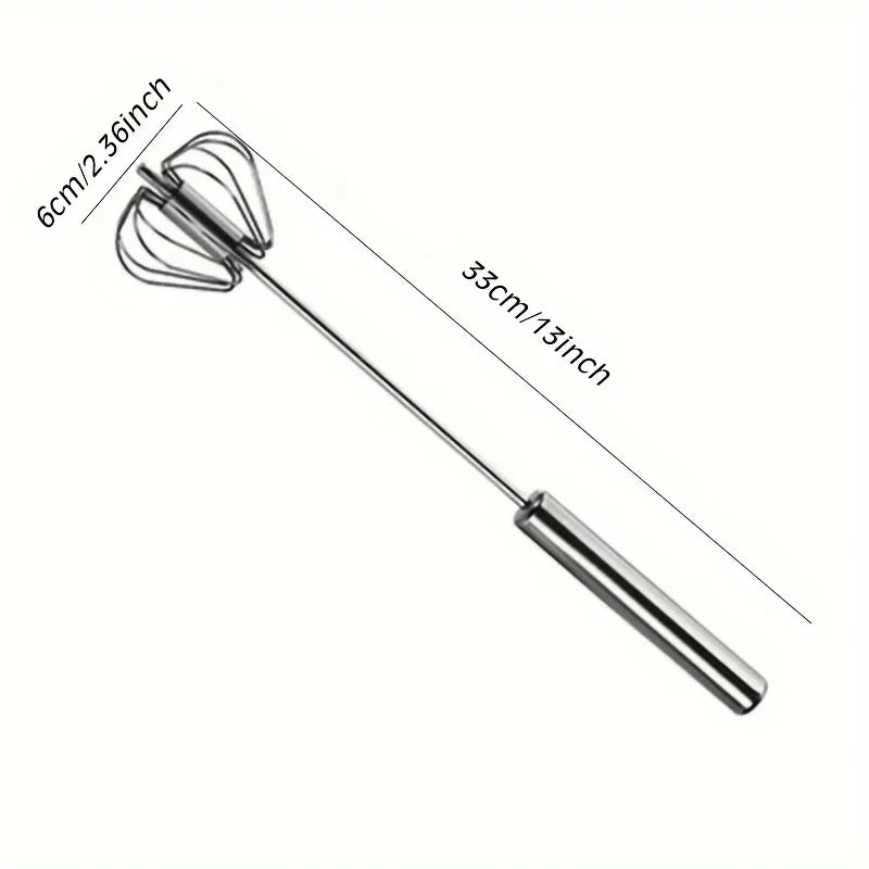 Stainless Steel Semi-Automatic Egg Beater | Battery-Free Manual Cream and Egg Mixer additional angle
