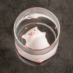 Bubbling Tea Pet Piggy Cartoon Ceramic Mug | Funny Gift close-up view
