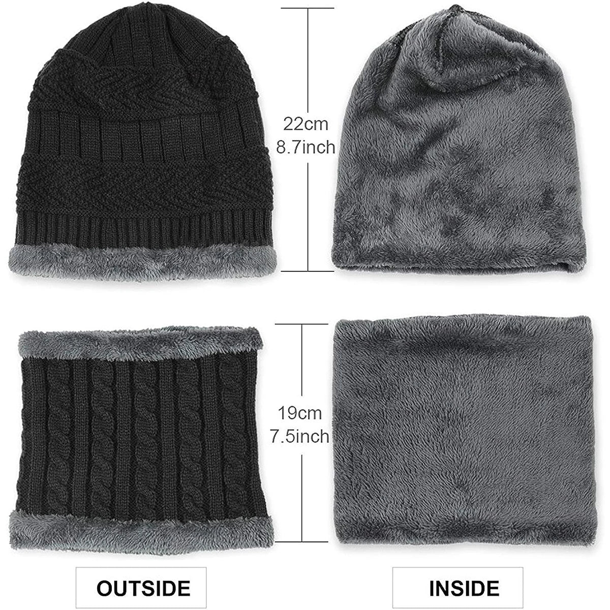 Kids Warm Knitted Hat and Scarf Set | Winter Accessories for Children detail view