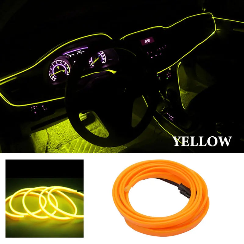 1M/2M/3M/5M Car Interior Led Decorative Lamp EL Wiring Neon Strip For Auto DIY Flexib lifestyle view