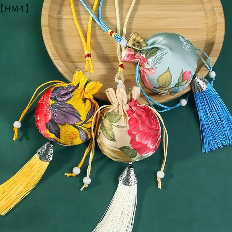 Chinese Style Embroidery Tassel Gift Pouch | Lotus Scented Sachet Bag alternate view