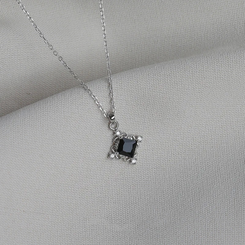 VOQ Silver Square Pendant Necklace | Fashion Gift for Women alternate view