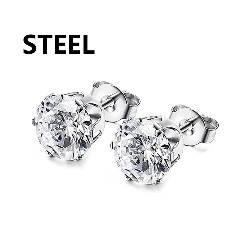 Punk Stainless Steel Stud Earrings Set | Unisex Gothic Hip Hop Ear Piercing Jewelry alternate view