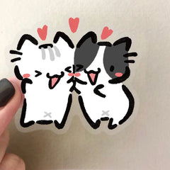 54pcs Transparent Cartoon Cat Stickers | Waterproof PET Decals for Guitar & Journals detail view