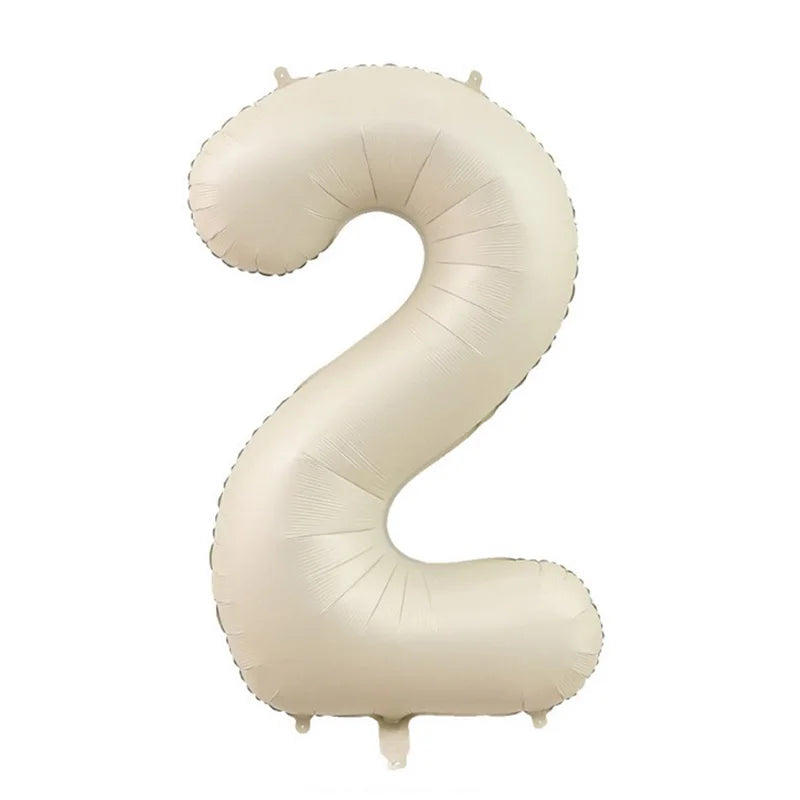 Cream Foil Number Balloons 1-9 Set | Large Digital Birthday Party Decor detail view
