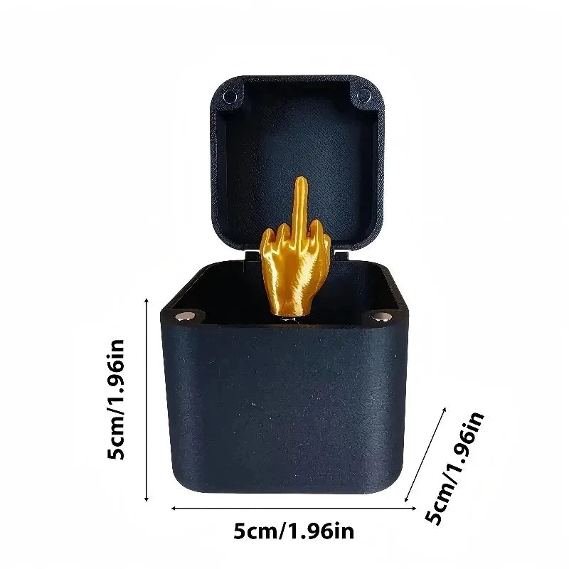 Funny Middle Finger in Box - Desk Decor Gag Gift for Halloween, Christmas & Birthda additional angle