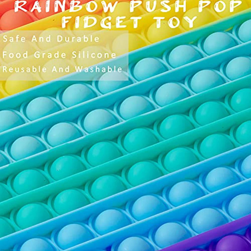 Large Rainbow Push Bubble Fidget Toy | Big Size Sensory Stress Relief for Kids and Ad alternate view