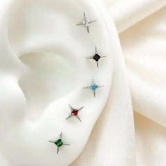 G23 Titanium 16G CZ Square Star Labret Tragus Helix Cartilage Flat Back Earring Nose alternate view