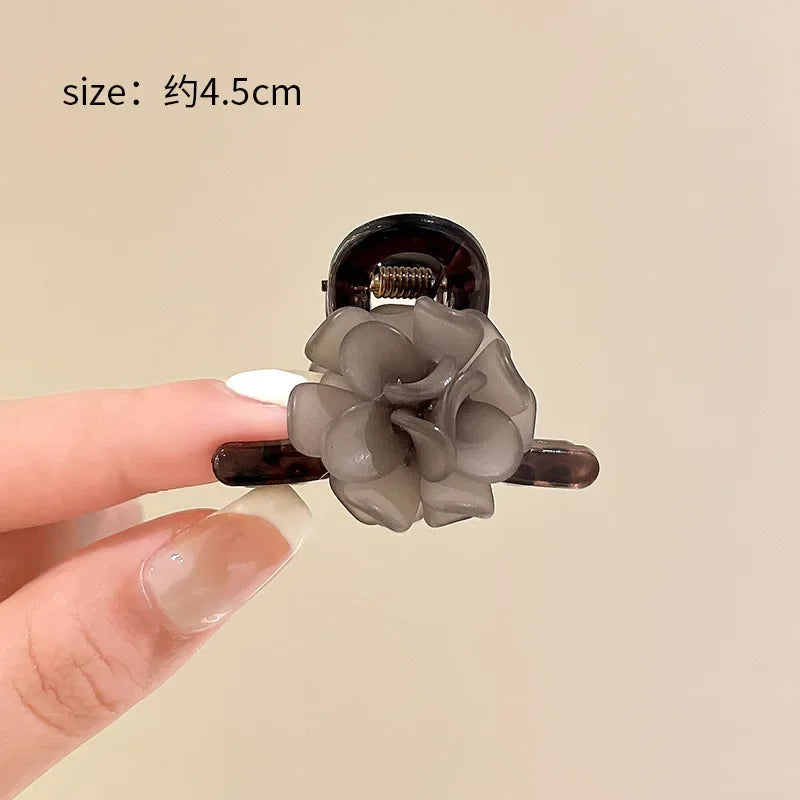Acrylic Camellia Small Hair Claw Clips for Women Girls Retro Hairpin Headband for Hair Accessories Headwear Ornament