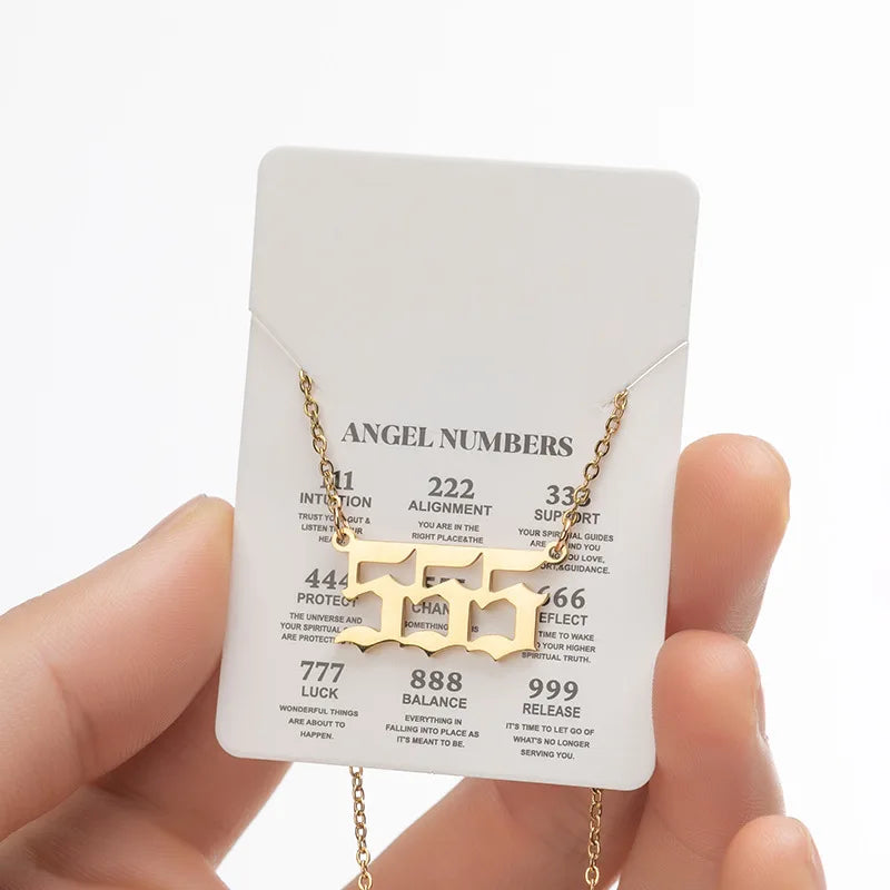 Stainless Steel Angel Number Lucky Numbers Necklaces 111 222 333 444 555 777 888 999 6 close-up view