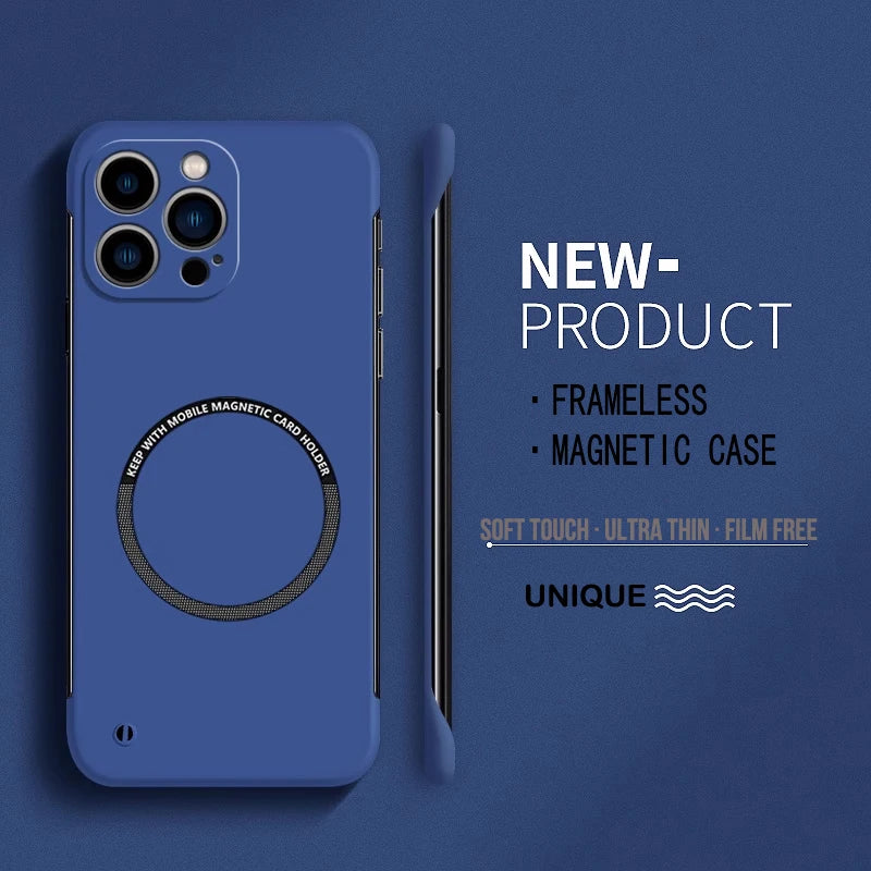 【Iron Plate Glue on Surfce 】Ultra Thin Hard Magnetic Frameless Phone Case For iPhone lifestyle view