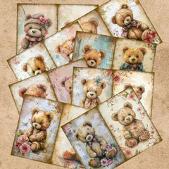 16 Sheets A5 Lace Cute Bear Background Vintage Grunge Paper | Journal Planning Scrapbook detail view