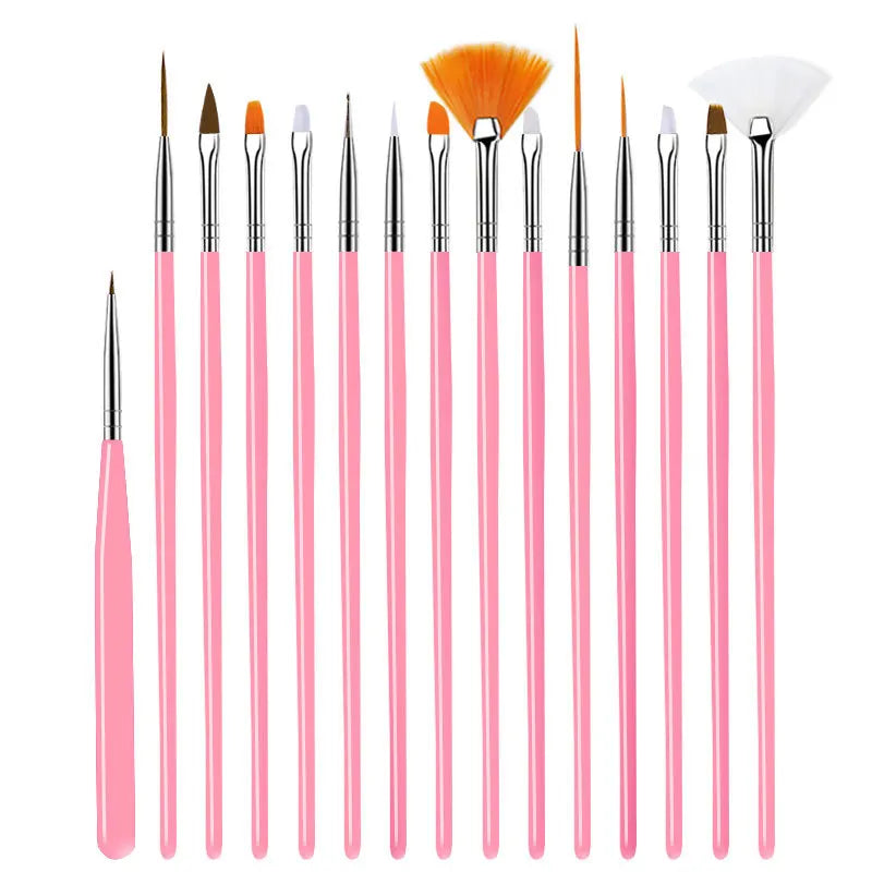 5/20Pcs Nail Art Brush Design Tip Painting Drawing Carving Dotting Pen FlatFan Liner A close-up view