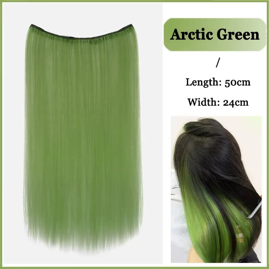 Synthetic Long Straight Clip In Hair Extension | 4 Clips Hidden Hair Piece Wig detail view