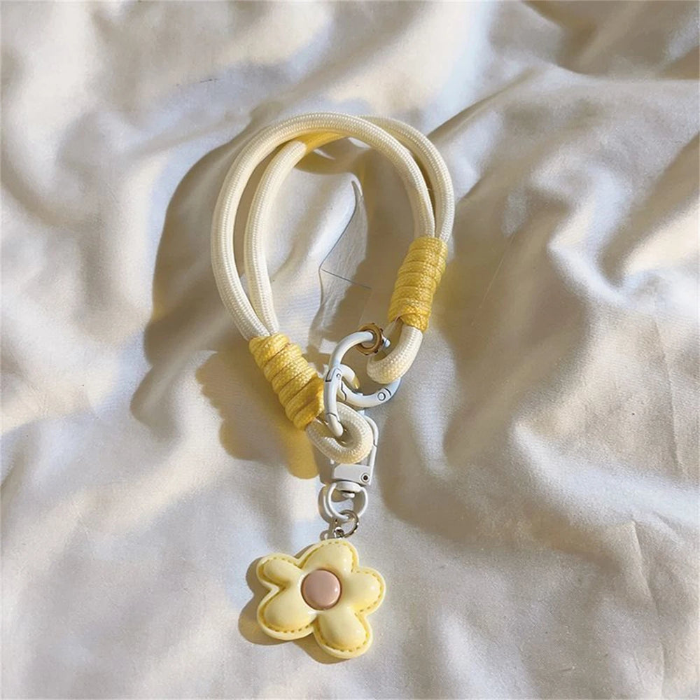 Cute Leather Flower Strap For Phone Lanyard Strap Hanging Chain Ring Cord With Patch alternate view