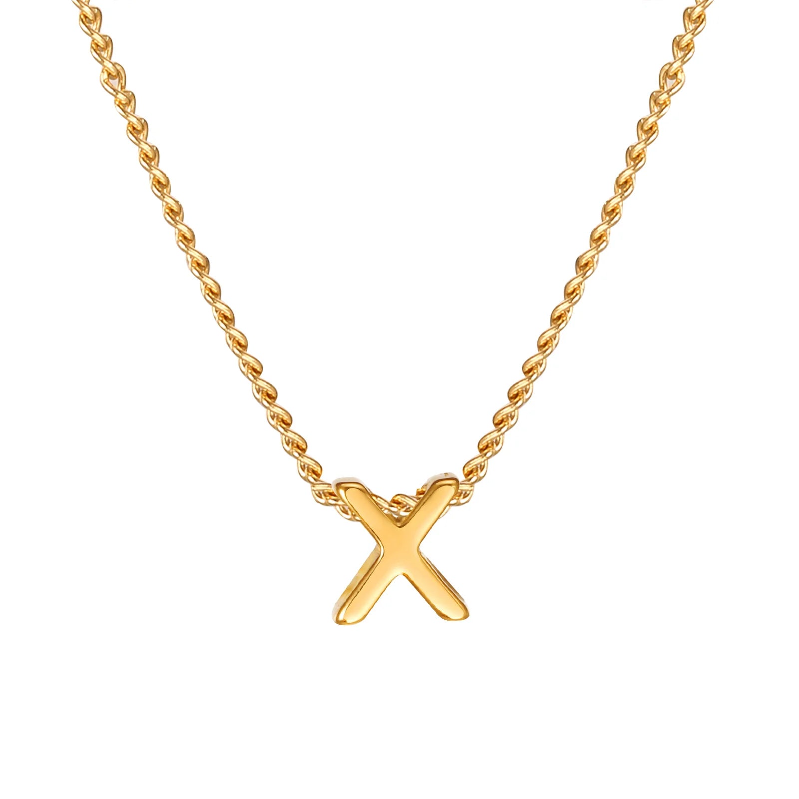 Vnox Chic Tiny A-Z Letters Necklaces for Women Girls, Gold Color Stainless Steel Init alternate view