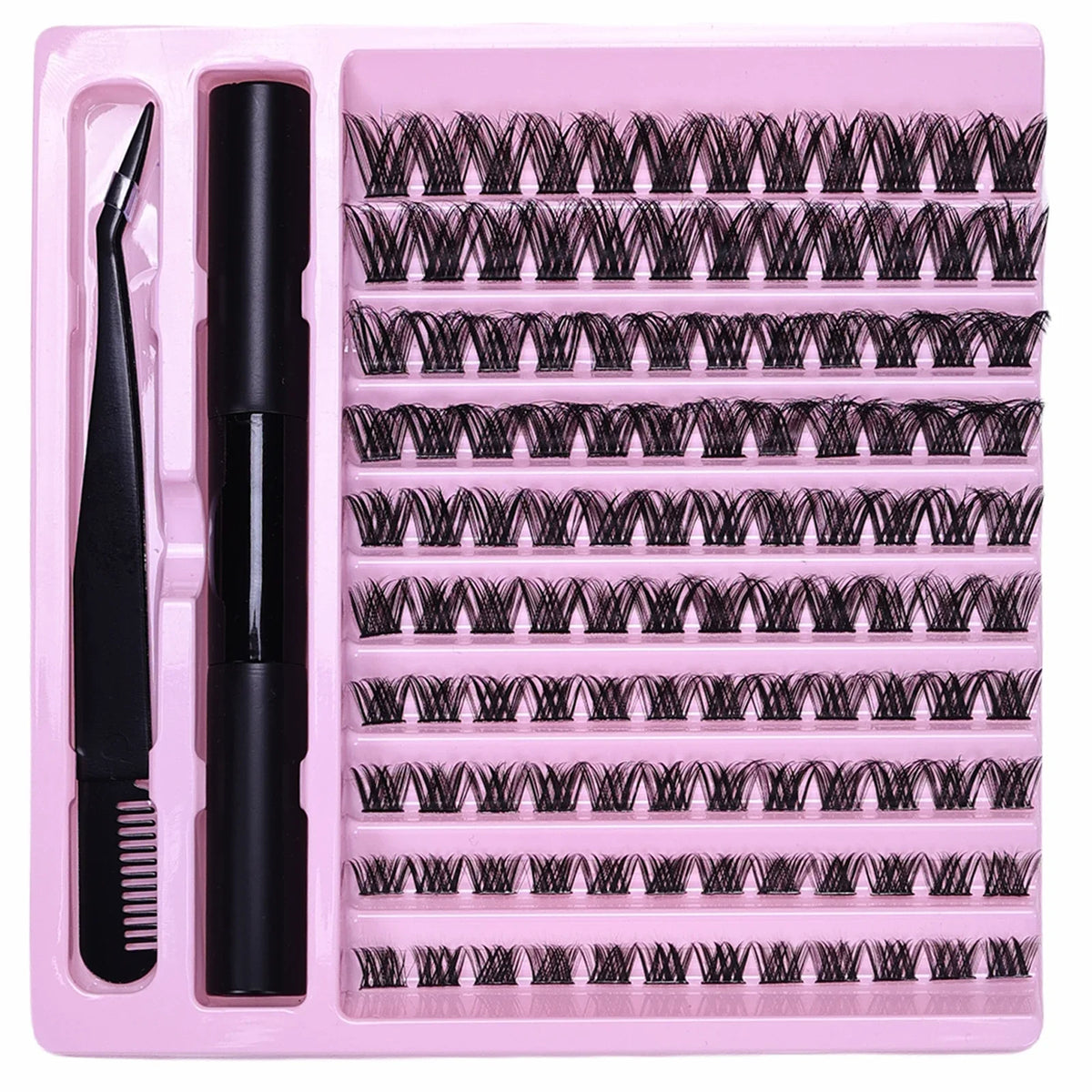 Wispy D Curl Cluster Lashes DIY Complete Kit with Bond & Tweezers Soft Natural Nude Daily & Dramatic