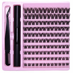 Wispy D Curl Cluster Lashes DIY Complete Kit with Bond & Tweezers Soft Natural Nude Daily & Dramatic