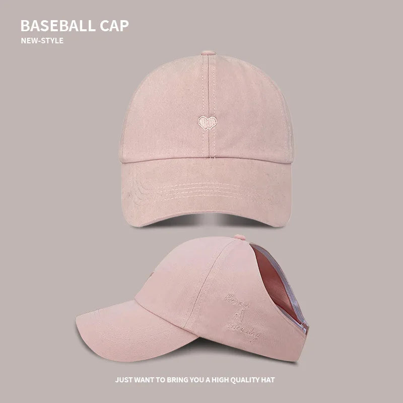 Summer Ponytail Baseball Cap | Breathable Outdoor Sun Hat for Women close-up view