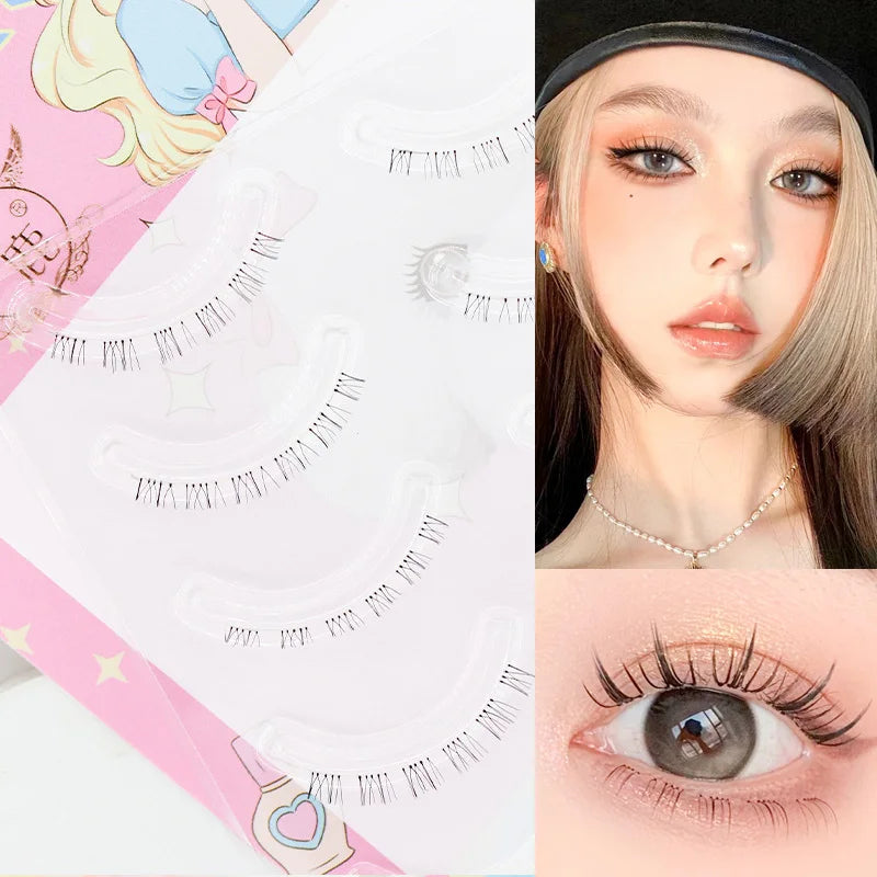 Menglu Natural Short Lower Lashes | Hand-Painted Style Fake Eyelashes close-up view
