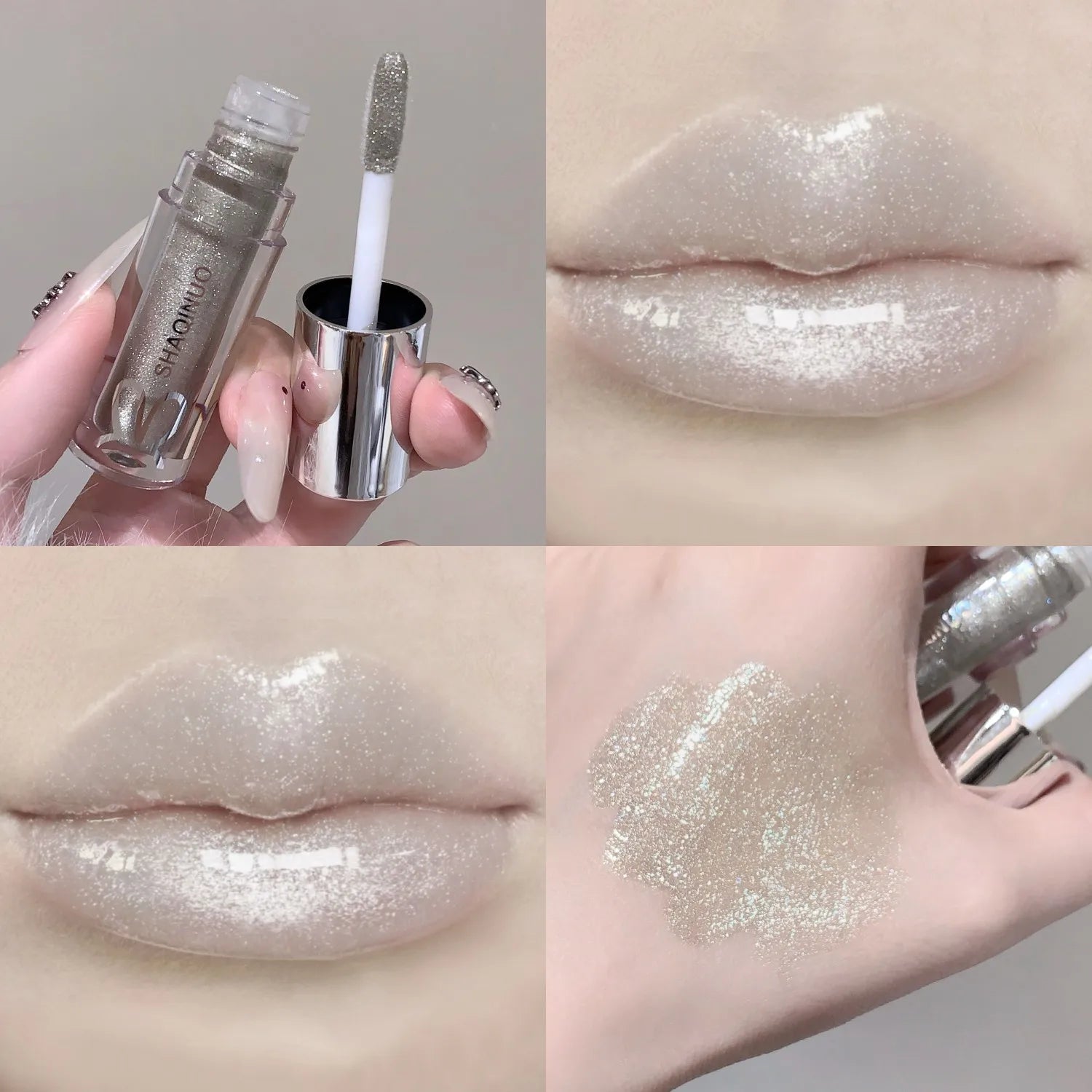 SHAQINUO Water Light Mirror Lip Gloss | Long-Lasting Moisturizing Lip Oil with Pearle lifestyle view