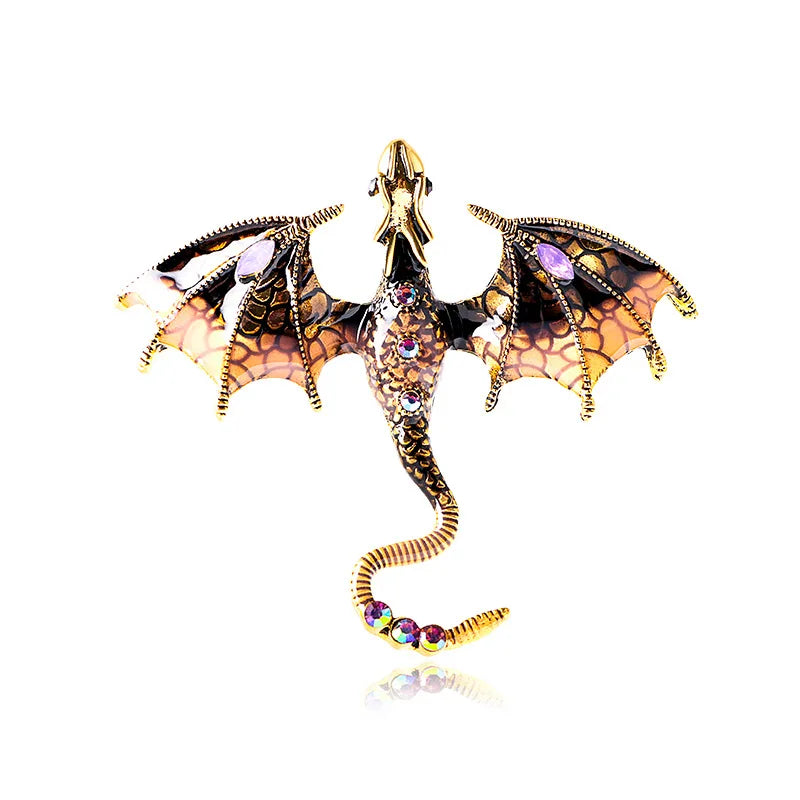 Colorful Hand Drawn Dragon Brooch Lapel Pin