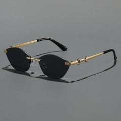 2026 Rimless Sunglasses for Men with Metal Chain Detail | Niche High-End UV Protection Shades
