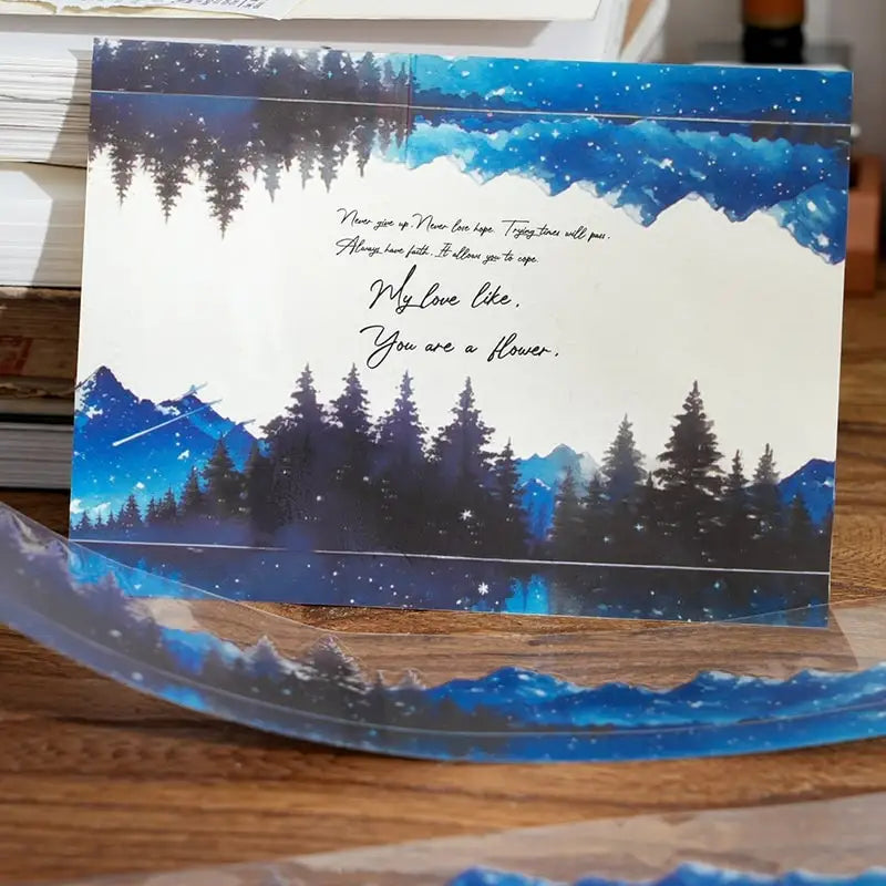 Natural Forest Tape Sticker | 4.5x200cm Scenery Decorative Masking Tape for Junk Journal detail view