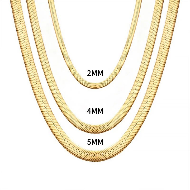 Blade Snake Chain Stainless Steel Necklaces Unisex Men Choker Width 2/4/5mm Herring additional angle