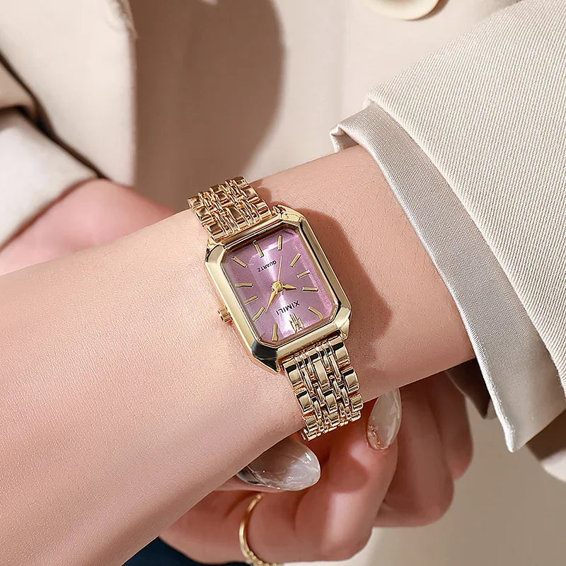 Women's Quartz Watch Rectangle Dial | Fashion Casual Steel Strap Watch alternate view