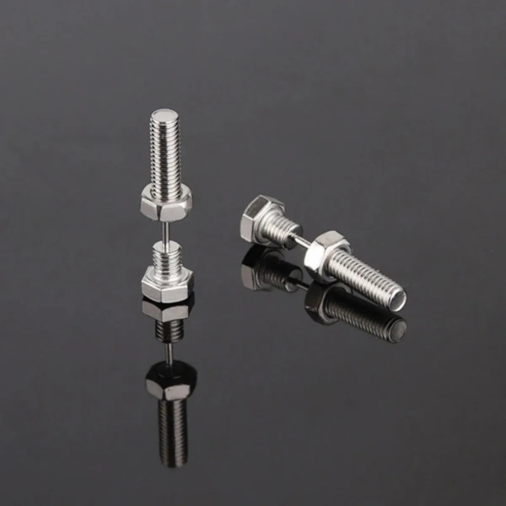 2Pcs Unisex Gothic Punk Rock Stainless Steel Nail Screw Piercing Stud Earrings Novelt alternate view