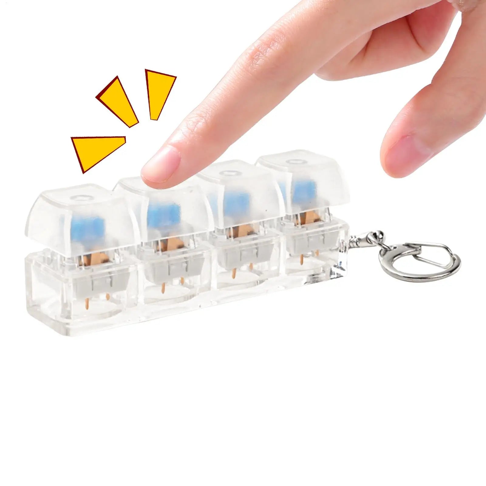 Keyboard Fidget Keychain 4 Keys Finger Button Anti-Stress Toy Mechanical Keycap