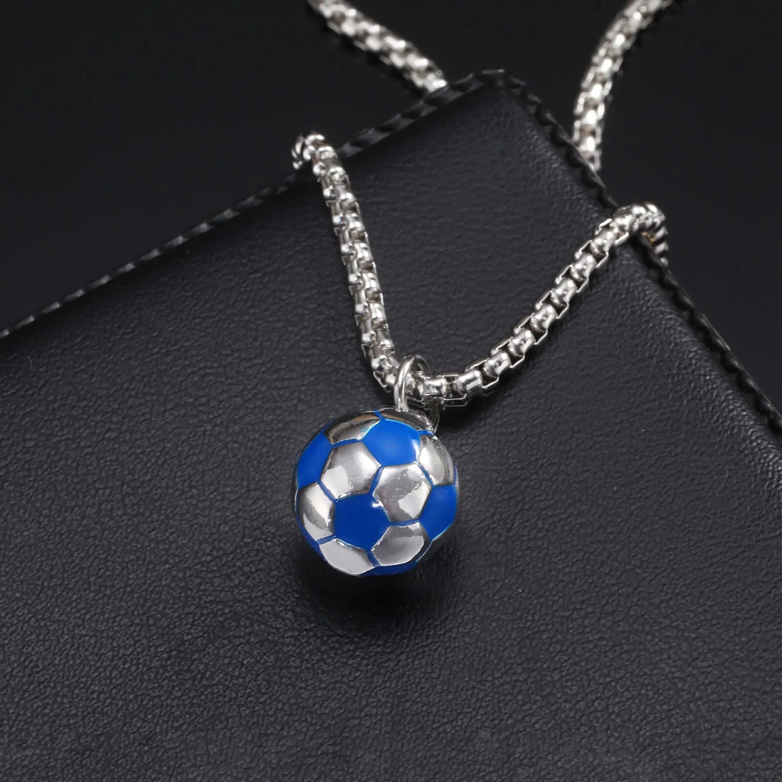 Vnox Lucky 3D Soccer Football Pendant Necklaces for Men Boys, Stainless Steel Colla additional angle