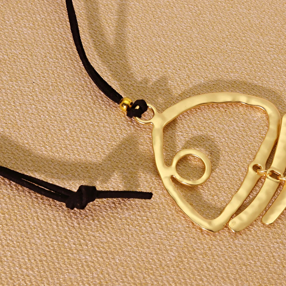 1 Piece Matte Golden Large Fishbone Punk Pendant Bohemia Long Chain Necklace Jewellery G detail view