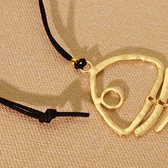 1 Piece Matte Golden Large Fishbone Punk Pendant Bohemia Long Chain Necklace Jewellery G detail view