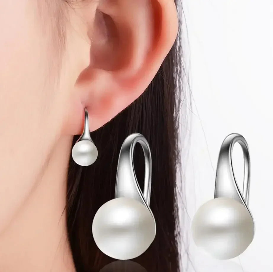 925 Sterling Silver Pearl Drop Earrings for Women