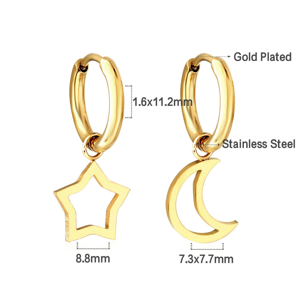 LUXUSTEEL Trendy Cross Women's Stainless Steel Hoop Earrings Colorful Metal Stud Drop Earrings Fashionable Jewelry Gift