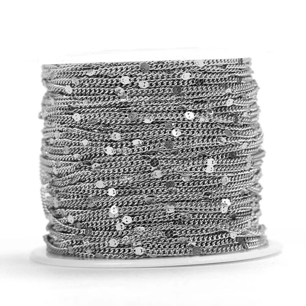 2Meters Stainless Steel Link Cable Gold Chains for DIY Jewelry Making Rolo Chain Bead alternate view