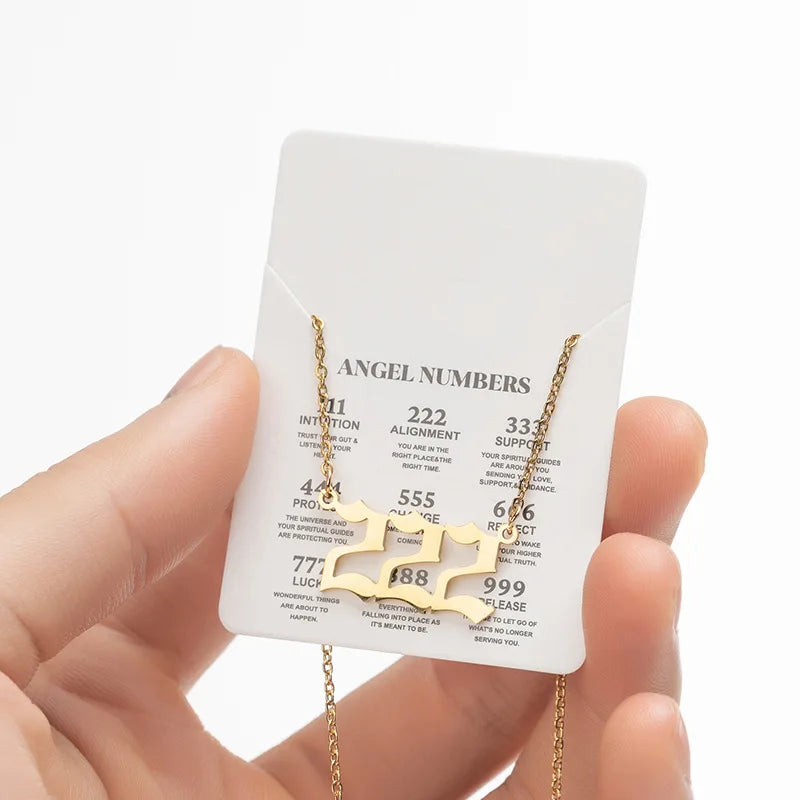 Stainless Steel Angel Number Lucky Numbers Necklaces 111 222 333 444 555 777 888 99 additional angle