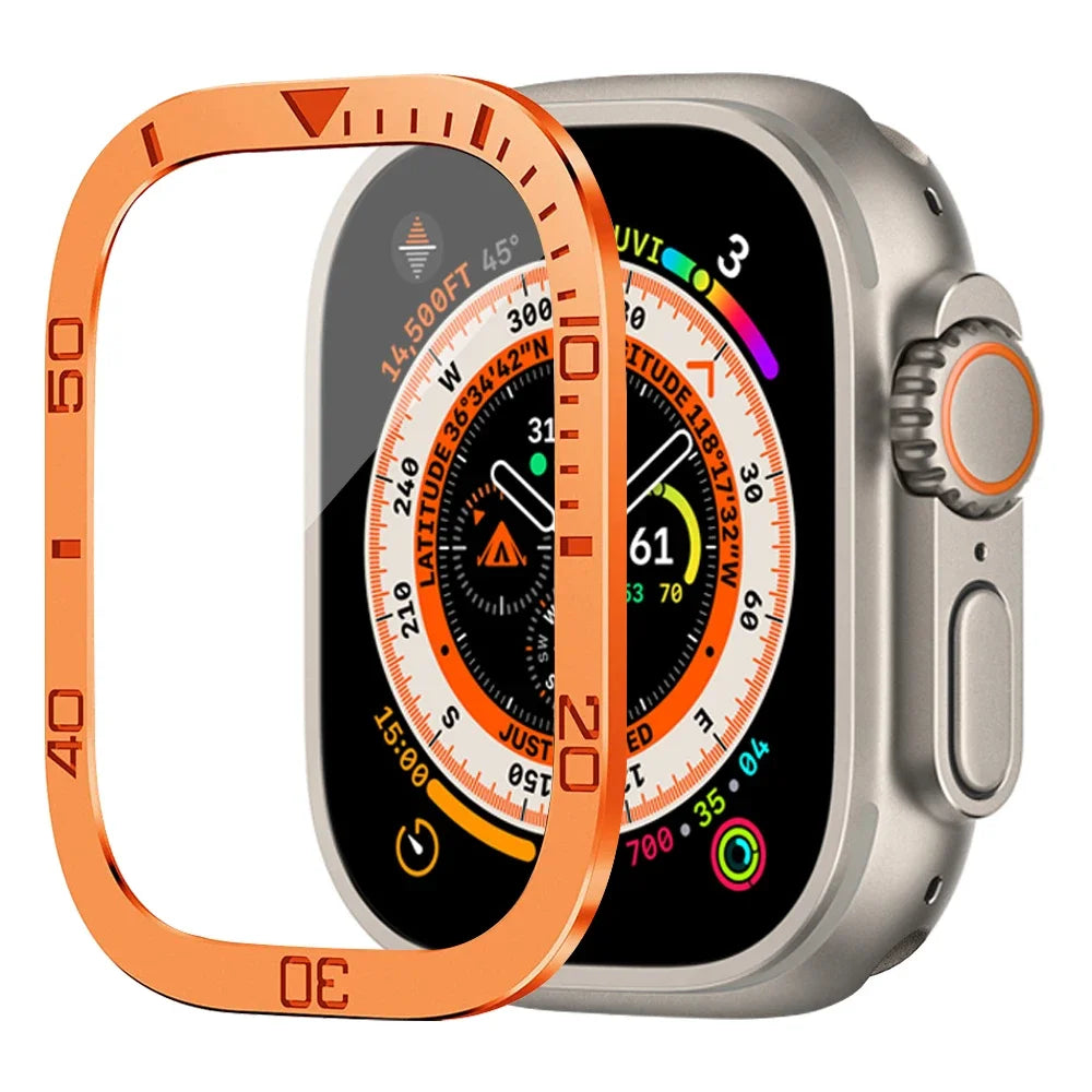 Tempered Glass For Apple Watch band ultra 49mm Screen Protector Anti-Scratch Glare HD Full Film Metal Bumper iWatch Ultra 49mm