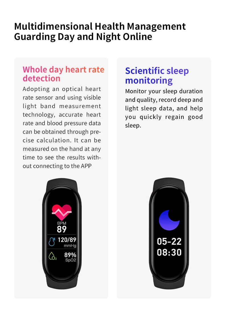 For Sports Smart Watch Music Control Fitness Calorie Track Bracelet Phone Message Remind detail view