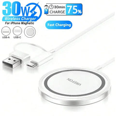 30W Magnetic Wireless Charger PD Type-C Fast Charging Pad - Onlytenbucks.com
